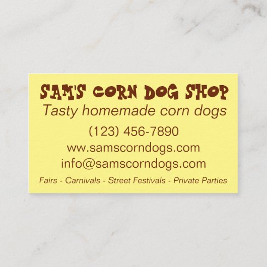 コーンドッグコーンドッグw/マスタードフェアカーニバル食品 名刺 (裏面)