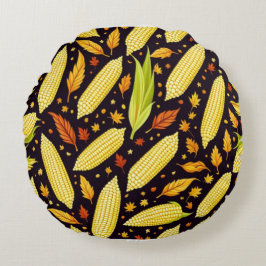 コーンパターンハーベストデイオータムデコールピロー ラウンドクッション