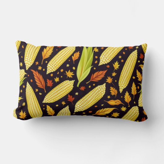 コーンパターンハーベストデイオータムデコール ランバークッション (正面)