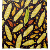 コーンパターンハーベストデー秋 シャワーカーテン (正面)