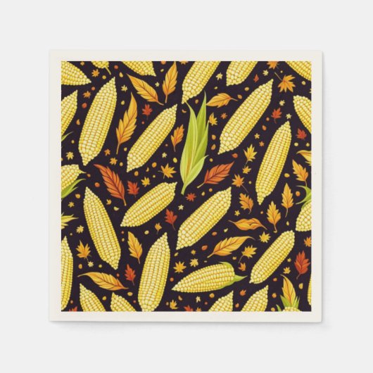 コーンパターンハーベストデー秋 スタンダードカクテルナプキン (正面)