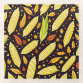 コーンパターン ハーベストデー オータムコースター ガラスコースター (正面)