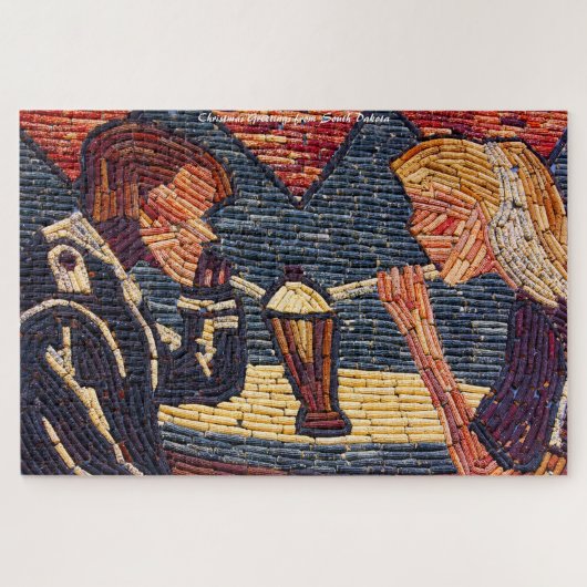 コーンパレスサウスダコタ。クリスマスの挨拶 ジグソーパズル (横)