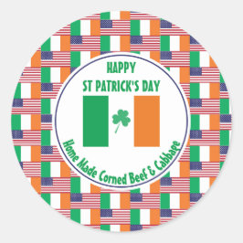 コーンビーフキャベツST PATRICK'S DAY IRISH USA ラウンドシール