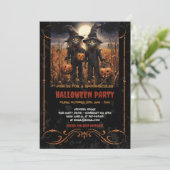 コーンフィールドのかかしとゴシック風のカボチャ 招待状 (スタンド正面)