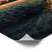 コーンフィールドの水彩上の日没 ポスター (角)