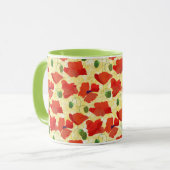 コーンフィールドイエローの鮮やかな赤いケシの模様 マグカップ (正面左)