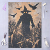 コーンフィールド白熱［赤熱］光を放つデコパージュの目を使ったかかし 薄葉紙 (クラフト)