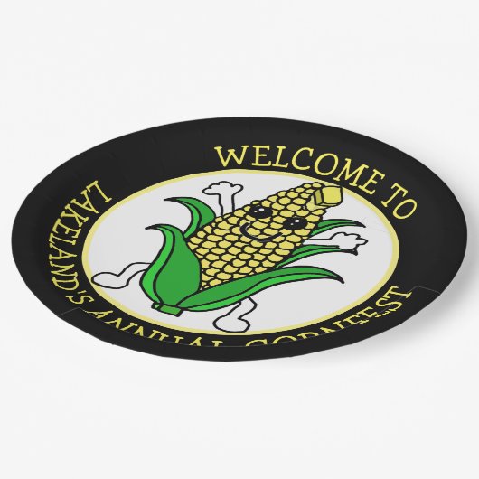 コーンフェストへようこそパーソナライズされた ペーパープレート (アングル)