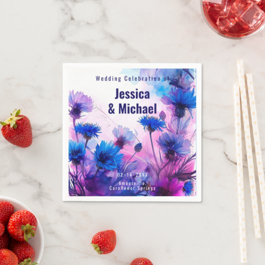 💍コーンフラワー🪻とラベンダーエレガンス スタンダードカクテルナプキン (インサイチュ)