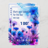 💍コーンフラワーとラベンダーエレガンス セーブザデート (正面/裏面)