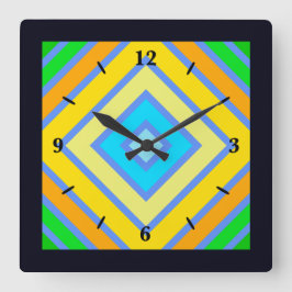 コーンフラワーの調和のとれたカラー角度付きラインアート スクエア壁時計