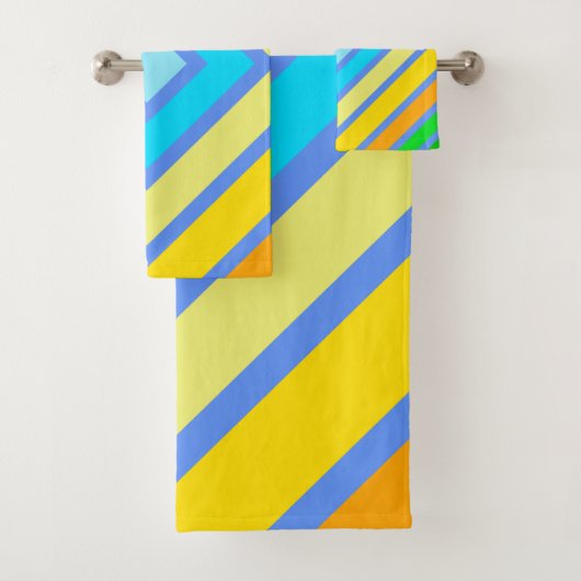 コーンフラワーの調和のとれたカラー角度付きラインアート バスタオルセット (インサイチュ)