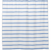 コーンフラワーの青い細い線ストライプ模様 シャワーカーテン (正面)