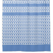 コーンフラワーの青と白モダンのバブル波 シャワーカーテン (正面)