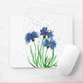 コーンフラワーズブルーの花の絵画水彩 マウスパッド (マウス)