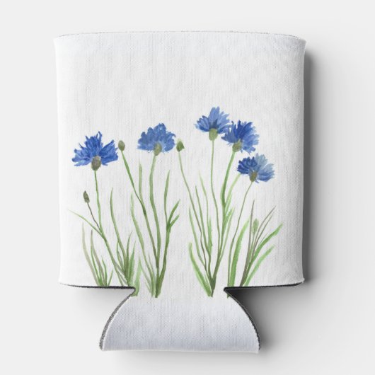 コーンフラワーズブルーフローラ水彩結婚式 缶クーラー (裏面)