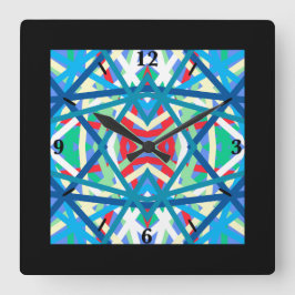 コーンフラワーバランス調和カラー抽象芸術ライン スクエア壁時計