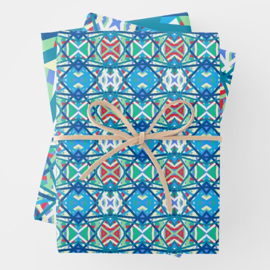 コーンフラワーバランス調和カラー抽象芸術ライン ラッピングペーパーシート (インサイチュ)