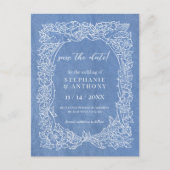 コーンフラワーブルーかわいらしホワイトフローラ救日付 ポストカード (正面)