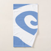 コーンフラワーブルーと白スワール波 バスタオルセット (ハンドタオル)