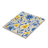 コーンフラワーブルーと黄離れ色のパターン タイル (側面)