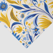 コーンフラワーブルーと黄離れ色のパターン 薄葉紙 (詳細)