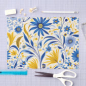 コーンフラワーブルーと黄離れ色のパターン 薄葉紙 (クラフト)