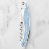 コーンフラワーブルーのカスタムウェディングありがとう好意 ソムリエナイフ (正面)