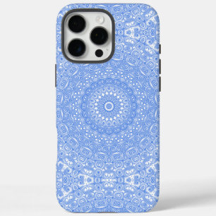 コーンフラワーブルーのシンメトリー マンダラ iPhone 16 PRO MAXケース