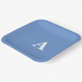 コーンフラワーブルーのモノグラム ベビーシャワー 誕生日 ペーパープレート (傾斜あり)