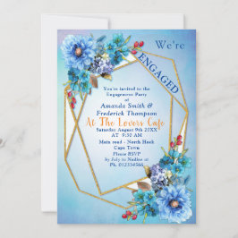 コーンフラワーブルーの水彩エンゲージメント 招待状