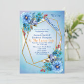 コーンフラワーブルーの水彩エンゲージメント 招待状 (スタンド正面)