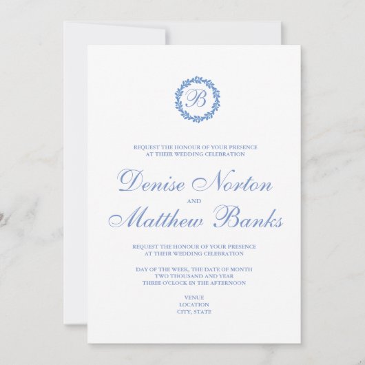 コーンフラワーブルーの結婚式招待状 招待状 (正面)