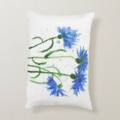 コーンフラワーブルーの花の水色の素朴かわいらしな アクセントクッション (裏面(縦))