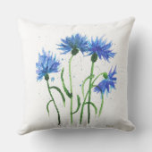 コーンフラワーブルーの花の水色の素朴かわいらしな クッション (裏面)