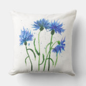 コーンフラワーブルーの花の水色の素朴かわいらしな クッション (正面)
