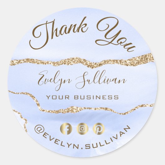 コーンフラワーブルーアゲートありがとう ラウンドシール (正面)