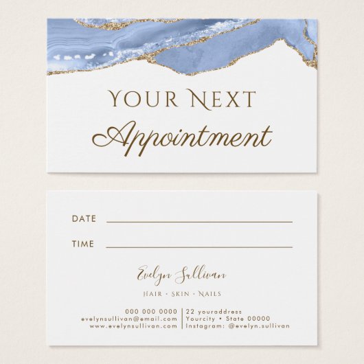 コーンフラワーブルーアゲートアポイントメントカード (正面&裏面)