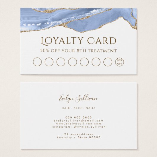 コーンフラワーブルーアゲートロイヤリティカード (正面&裏面)