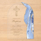 コーンフラワーブルーアゲート洗礼 アクリル招待状 (正面)