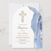 コーンフラワーブルーアゲート洗礼 招待状 (正面)