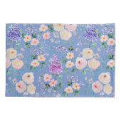 コーンフラワーブルーウォーターカラーフローラ 枕カバー (裏面)