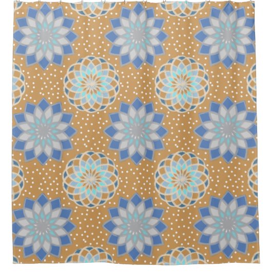 コーンフラワーブルーカスタムス シャワーカーテン (正面)