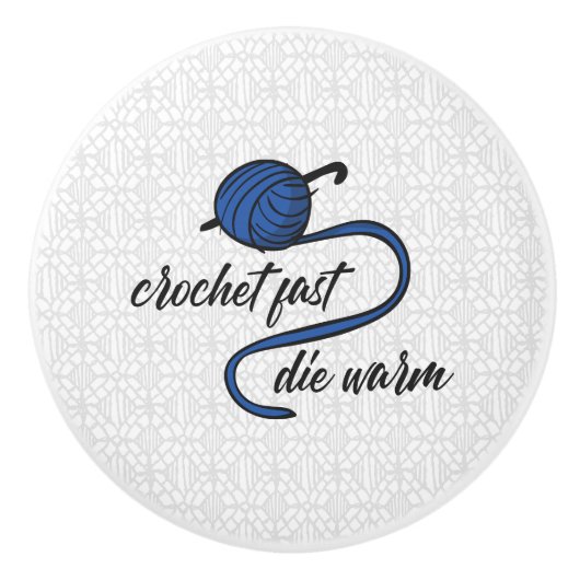 コーンフラワーブルークロシェ速く、暖かく死ぬ セラミックノブ (正面)