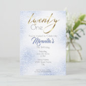 コーンフラワーブルーグリッターと金ゴールド21st 招待状 (スタンド正面)