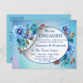 コーンフラワーブルースインウォーター婚約 インビテーションポストカード (正面/裏面)
