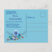 コーンフラワーブルースインウォーター婚約 インビテーションポストカード (裏面)