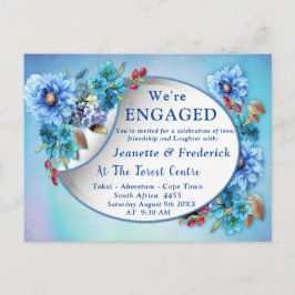 コーンフラワーブルースインウォーター婚約 インビテーションポストカード