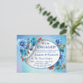 コーンフラワーブルースインウォーター婚約 インビテーションポストカード (スタンド正面)